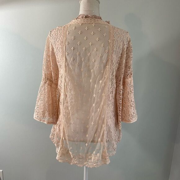 Hazel Sheer Peach Hi-Lo Blouse - Picture 5 of 6